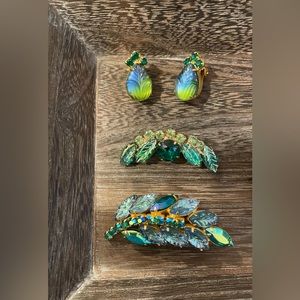 3 Piece True Vintage Juliana Coordinated Set Greens Blues Butterscotch E+B+B